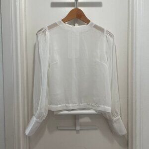 Tuesday of California Loretta white boxy chiffon blouse XS barrelcuff